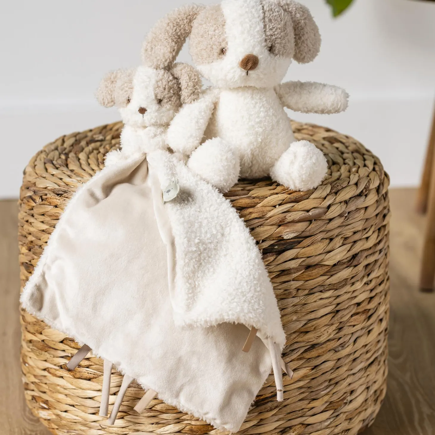 Nattou Doudou Câlin Couverture Chien Bouclette Teddy Ecru