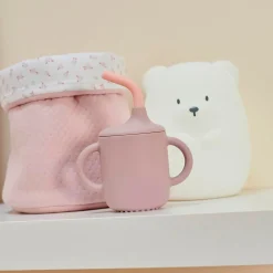 Nattou Gobelet avec paille Rose