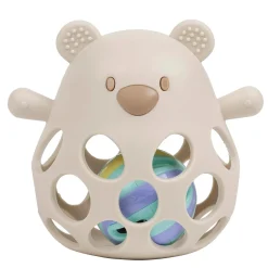 Nattou                    Hochet Ours silicone avec balle grelot    Argile