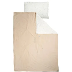 Nattou                    Housse de Couette avec Taie Velours/Gaze Coton Loulou    Sable/ Blanc