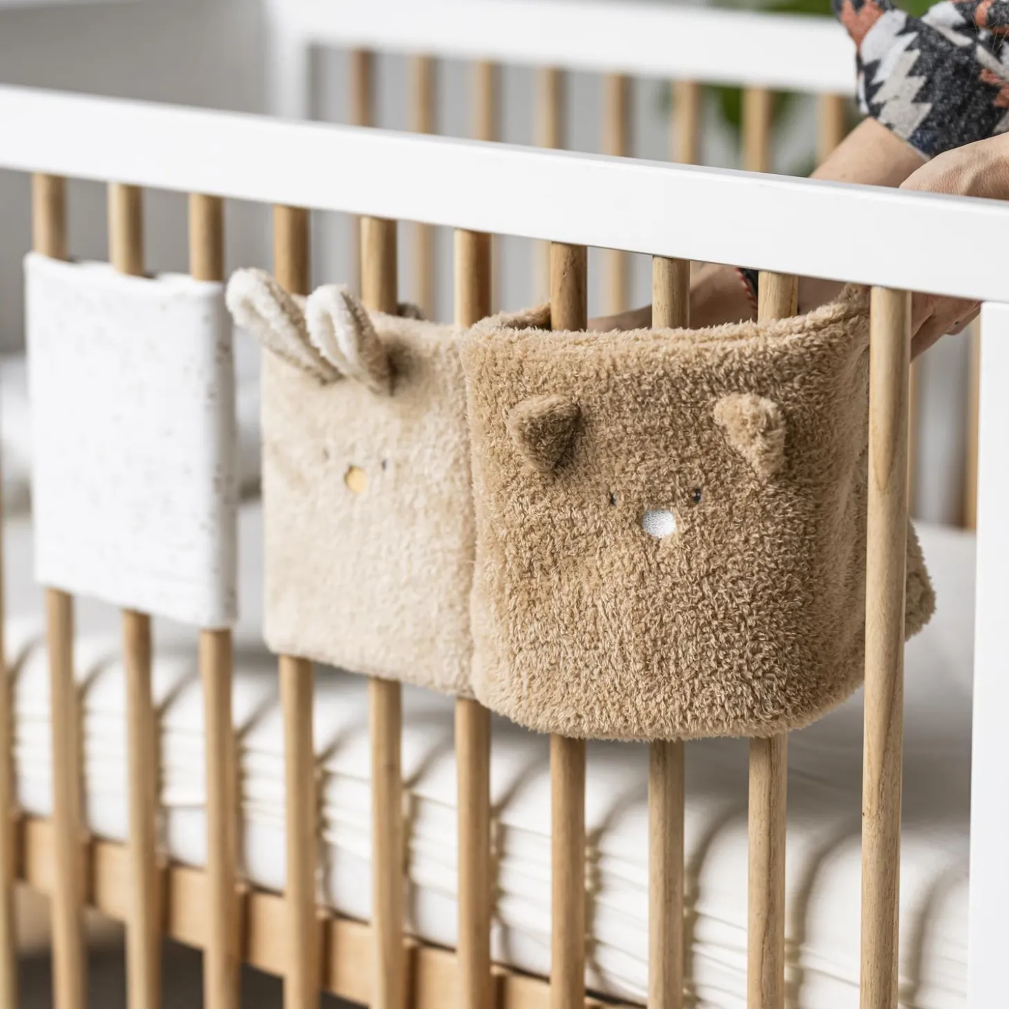 Nattou Lot de 6 Protège Barreaux Teddy Blanc/Beige/Caramel