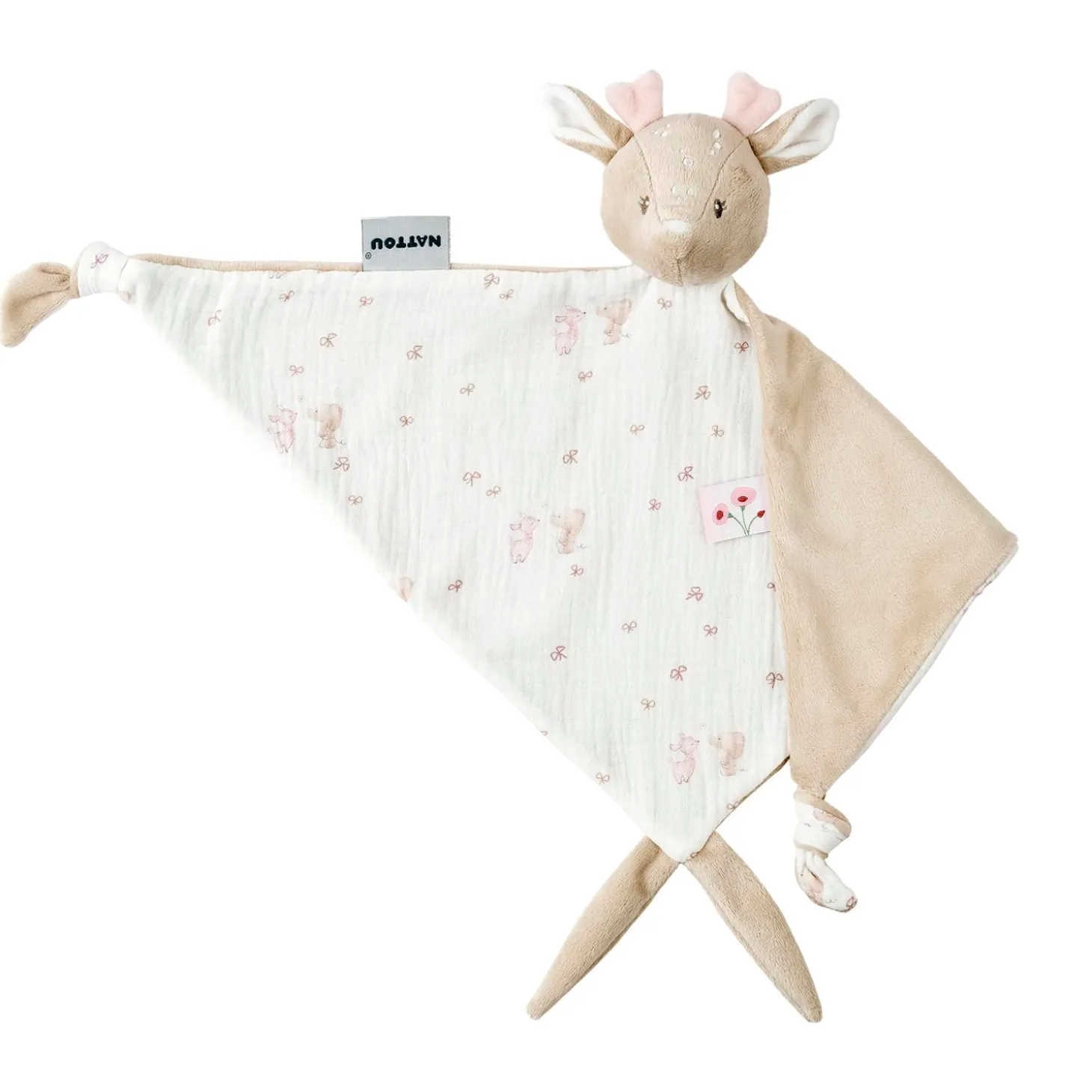 Nattou Maxi Doudou Biche Gaze De Coton Fanfan Rose