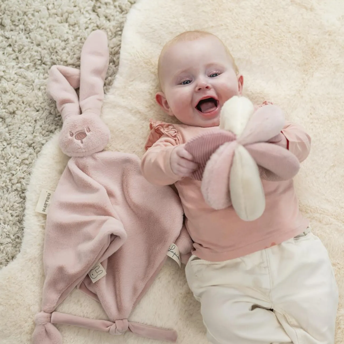 Nattou Maxi-doudou Lapidou Toudous Rose Poudré