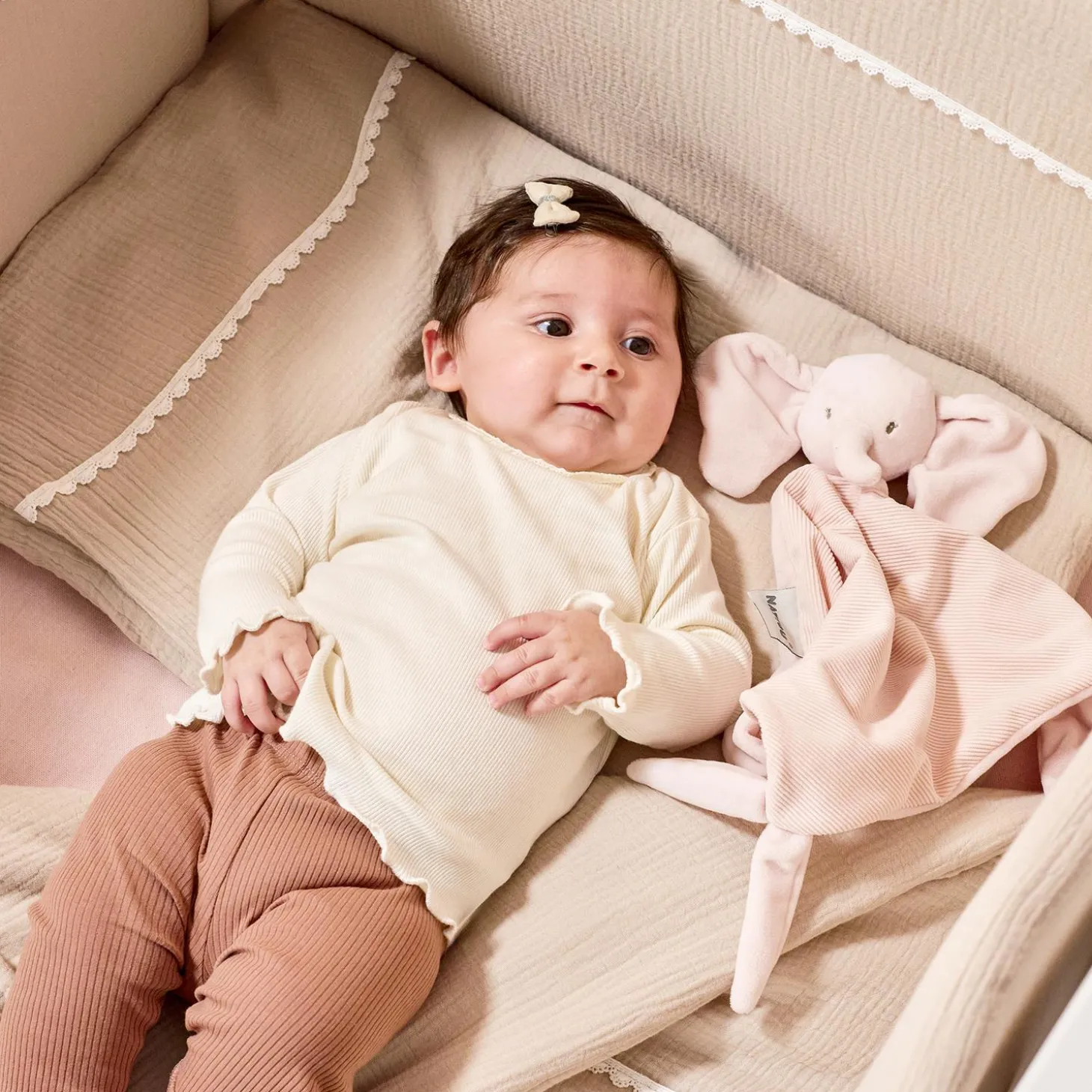 Nattou Maxi Doudou Éléphant Velours Côtelé Fanfan Rose