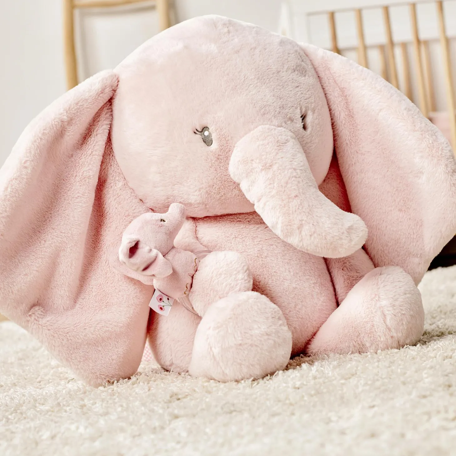 Nattou Maxi Peluche Éléphant Longs Poils Fanfan Rose