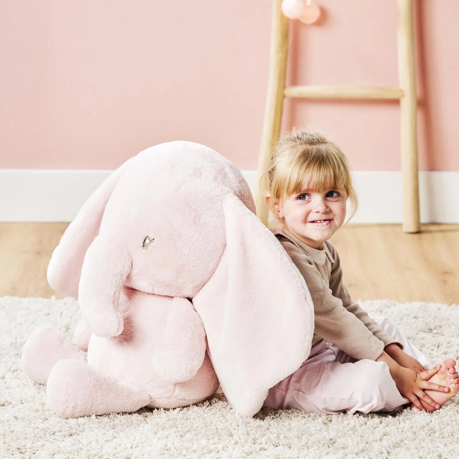 Nattou Maxi Peluche Éléphant Longs Poils Fanfan Rose