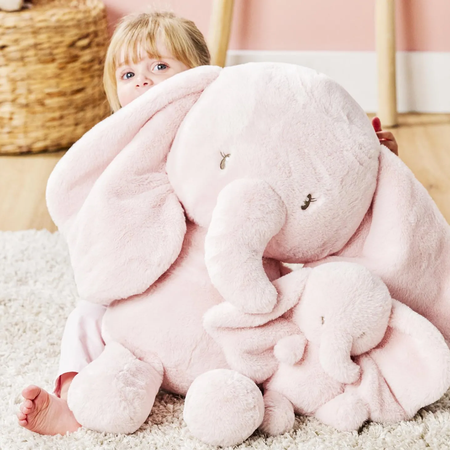 Nattou Maxi Peluche Éléphant Longs Poils Fanfan Rose