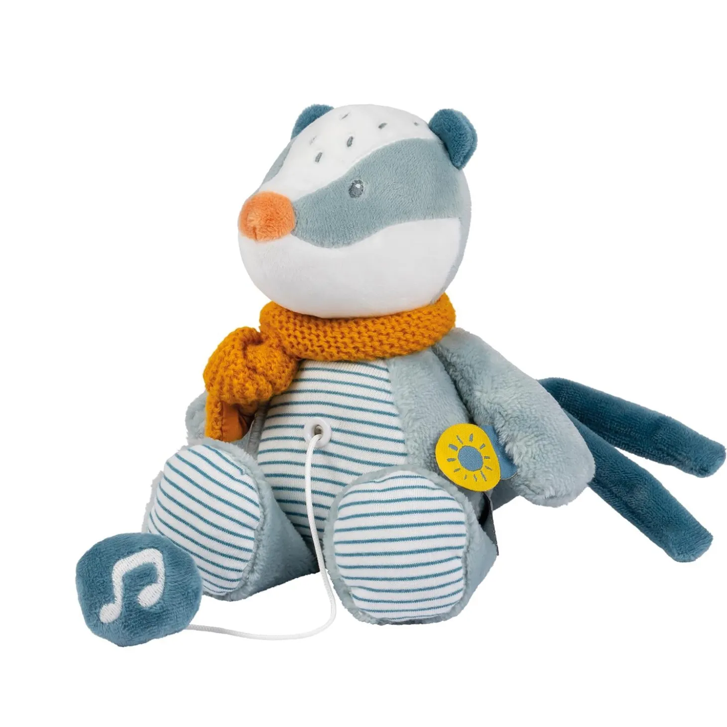 Nattou Mini Peluche musicale Felix le blaireau Felix et Leo Bleu