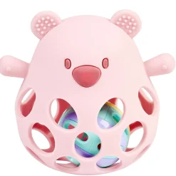 Nattou Ours hochet avec balle Silicone Rose