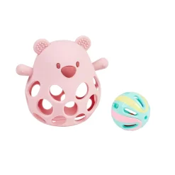 Nattou                    Ours hochet avec balle Silicone    Rose