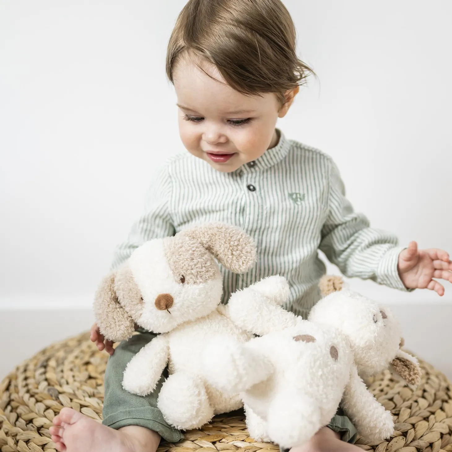 Nattou Peluche Bébé Chien Bouclette Teddy Ecru 24 cm