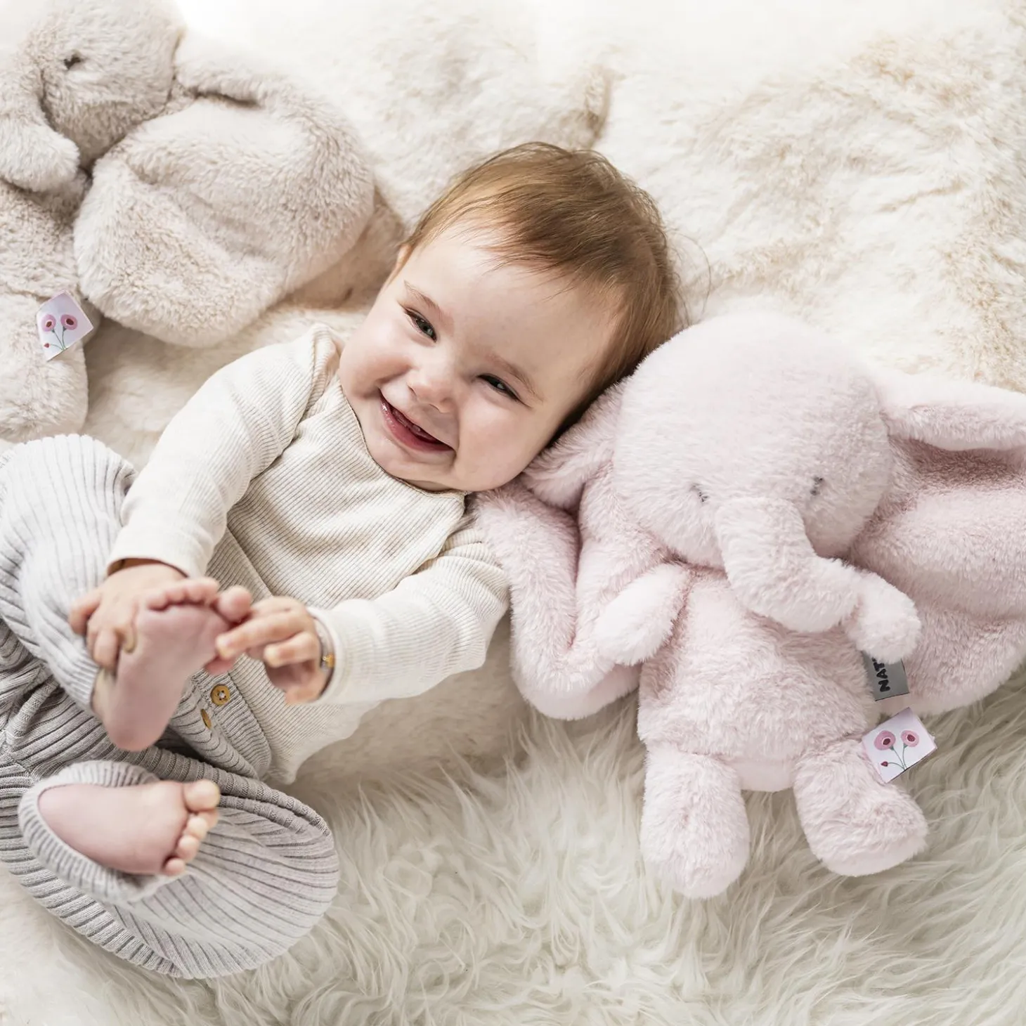 Nattou Peluche Éléphant Longs Poils Fanfan Rose 30 cm