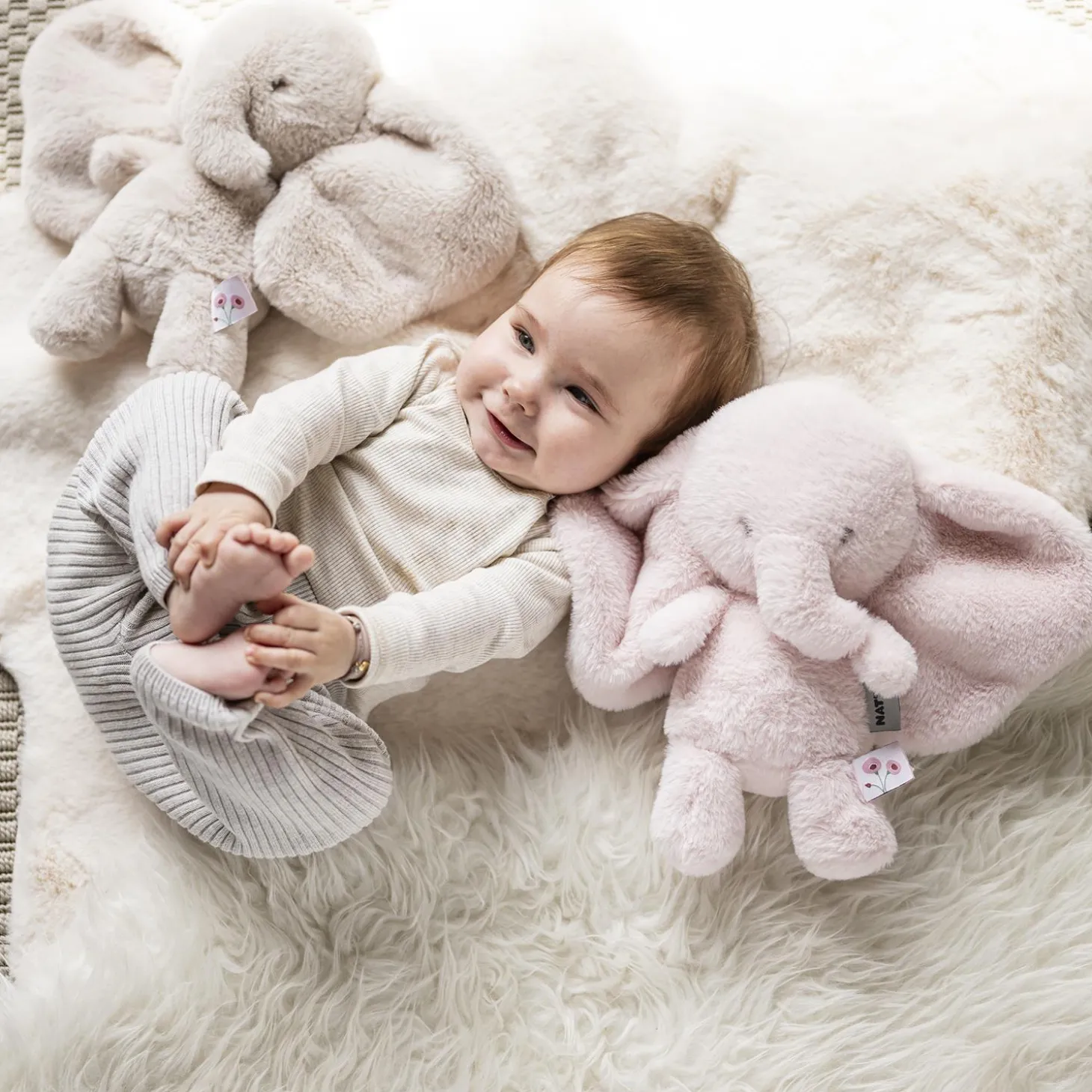 Nattou Peluche Éléphant Longs Poils Fanfan Sable 30 cm