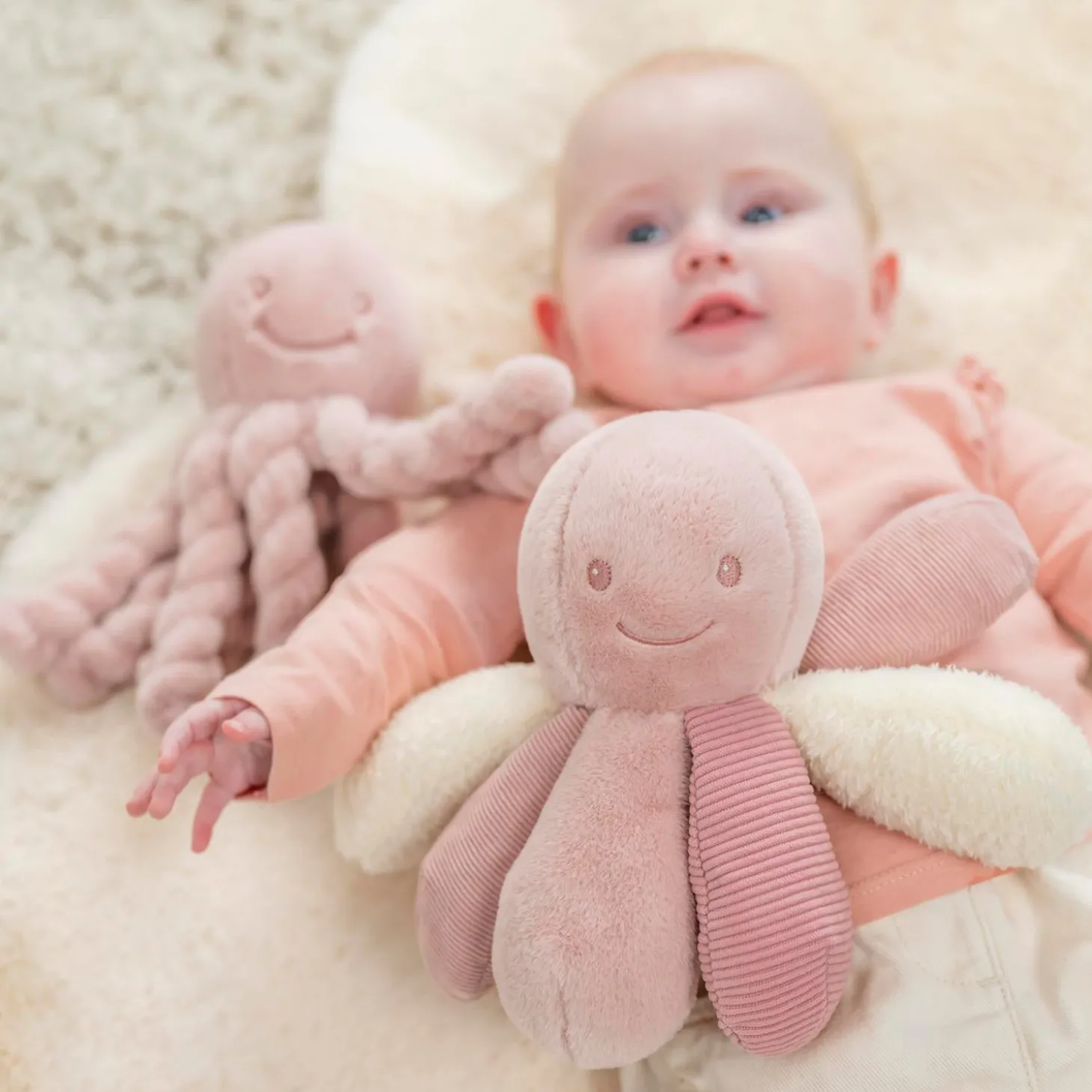 Nattou Peluche Pieuvre activité Lapidou Rose