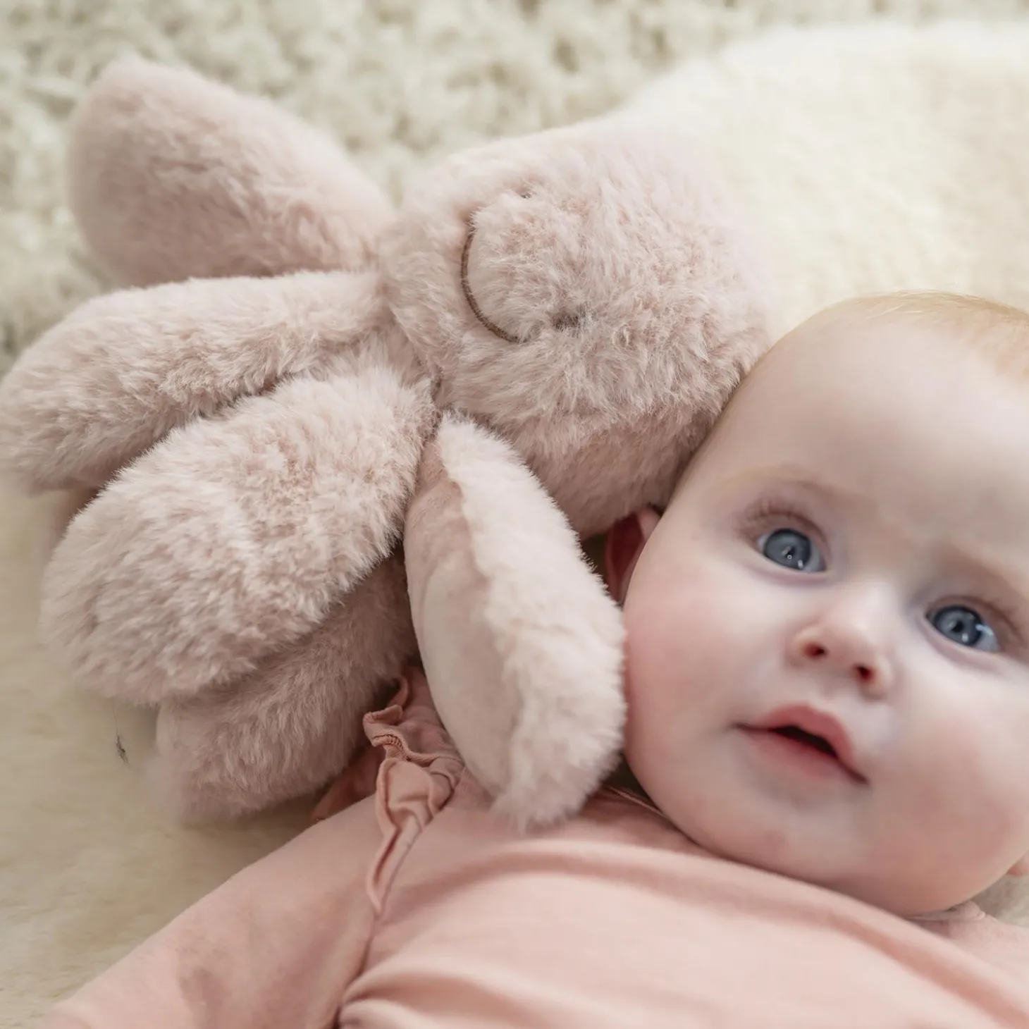 Nattou Peluche Pieuvre hochet longs poils Lapidou Rose poudré