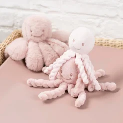 Nattou Peluche Pieuvre hochet longs poils Lapidou Rose poudré