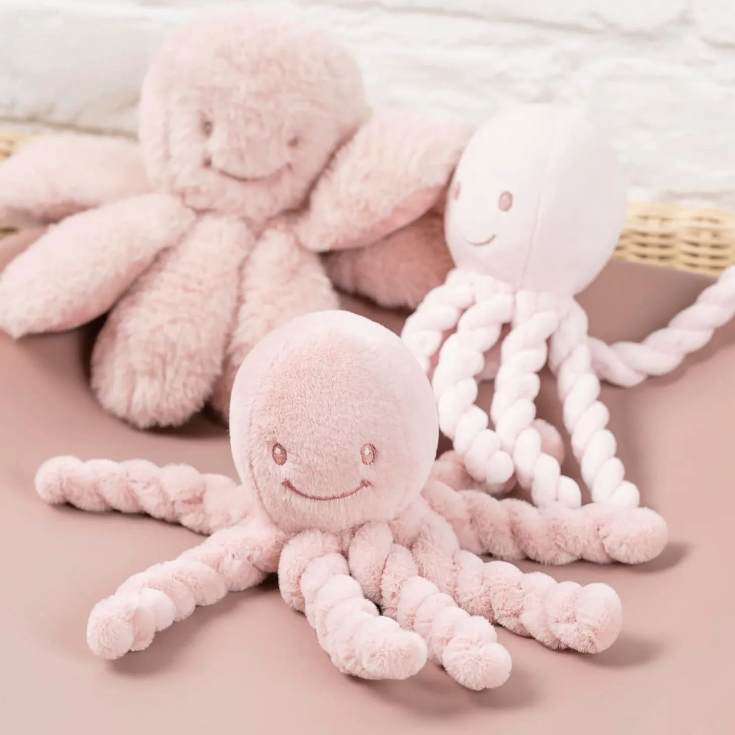Nattou Peluche Pieuvre Toudous Lapidou Rose poudré