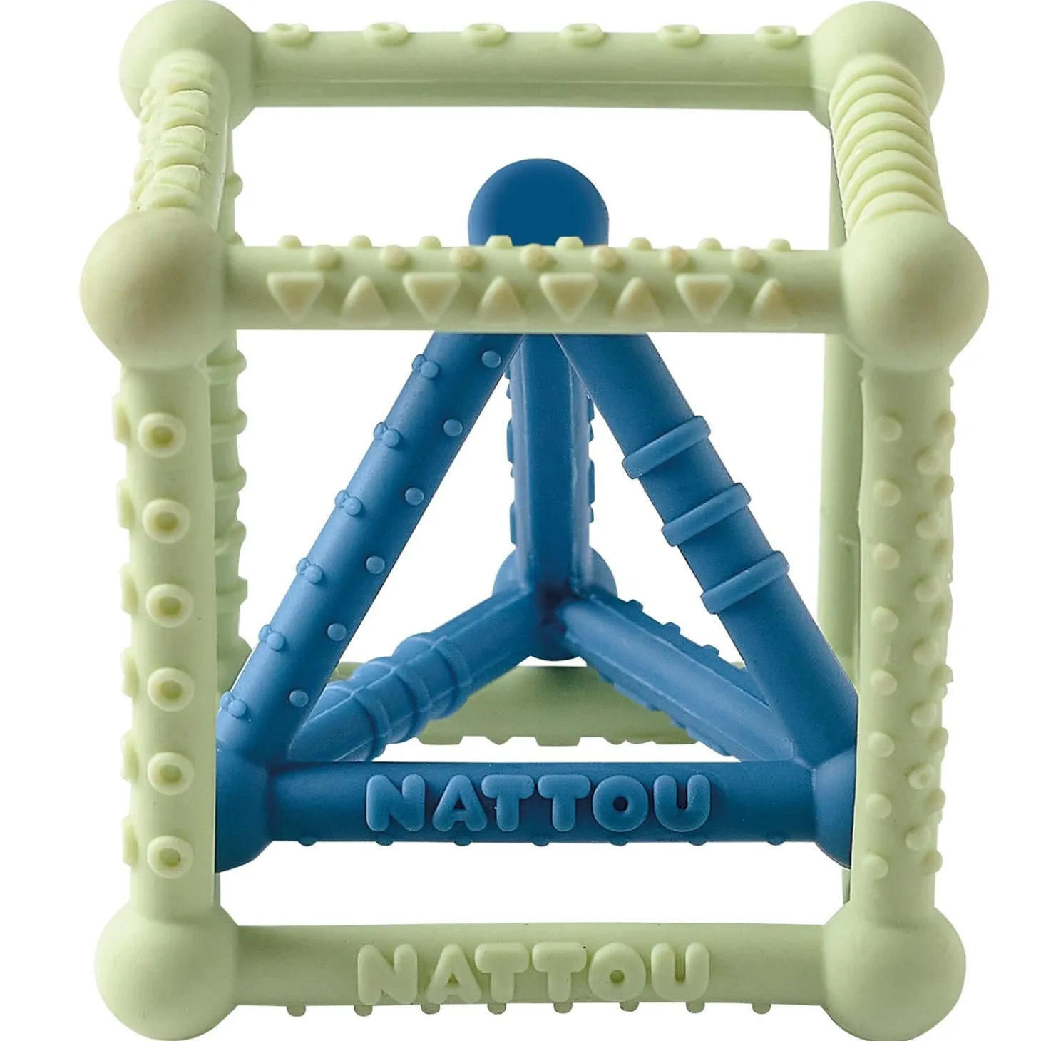 Nattou Set Cube/triangle silicone Vert/Bleu