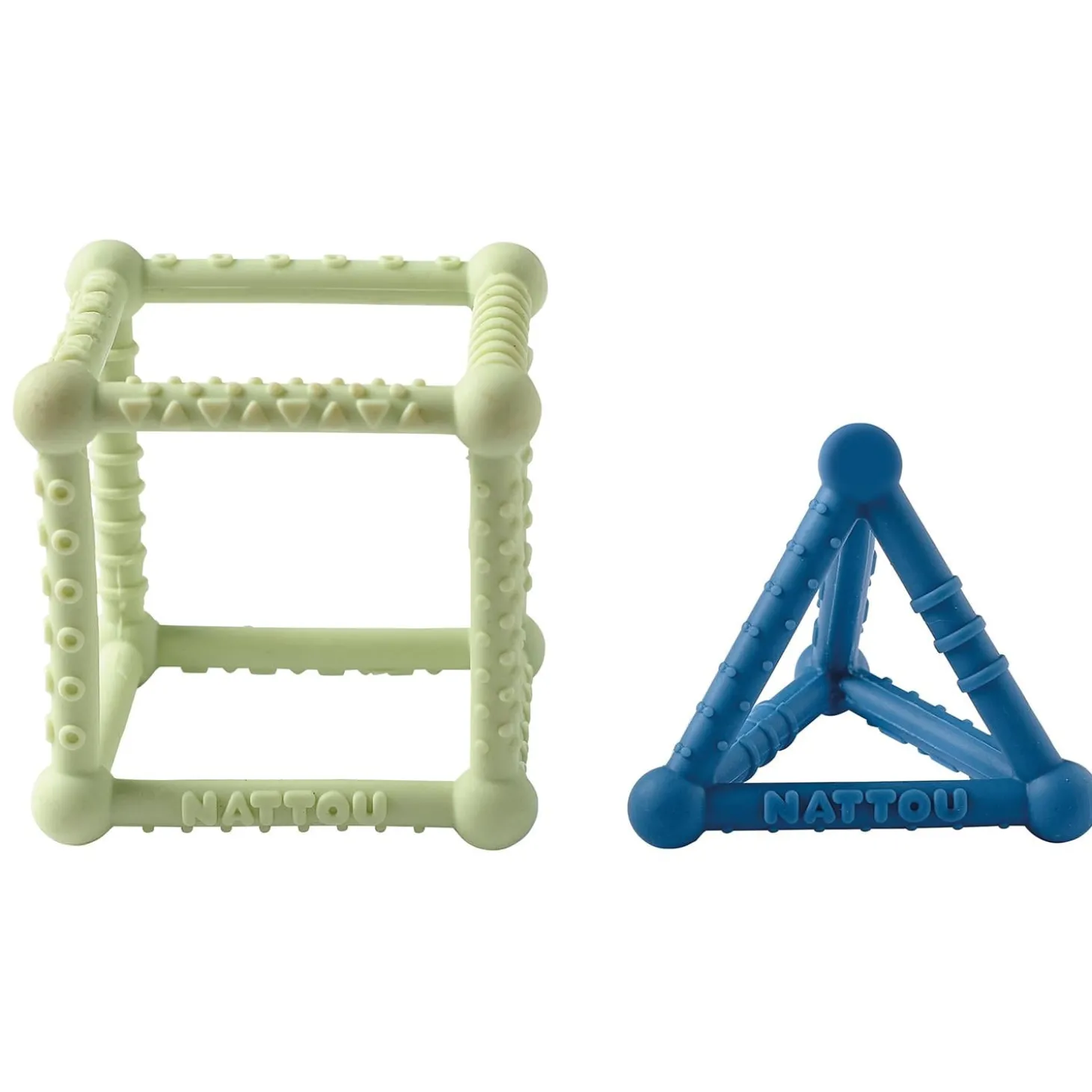 Nattou Set Cube/triangle silicone Vert/Bleu
