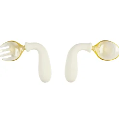 Nattou Set cuillère et fourchette apprentissage flexible Silicone Ecru 8 mois+