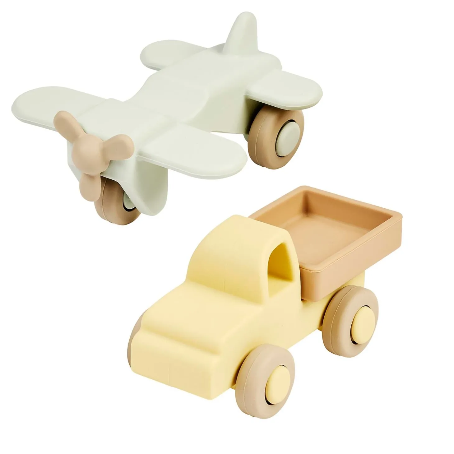 Nattou Set 2pcs camion + avion Silicone Vert/jaune