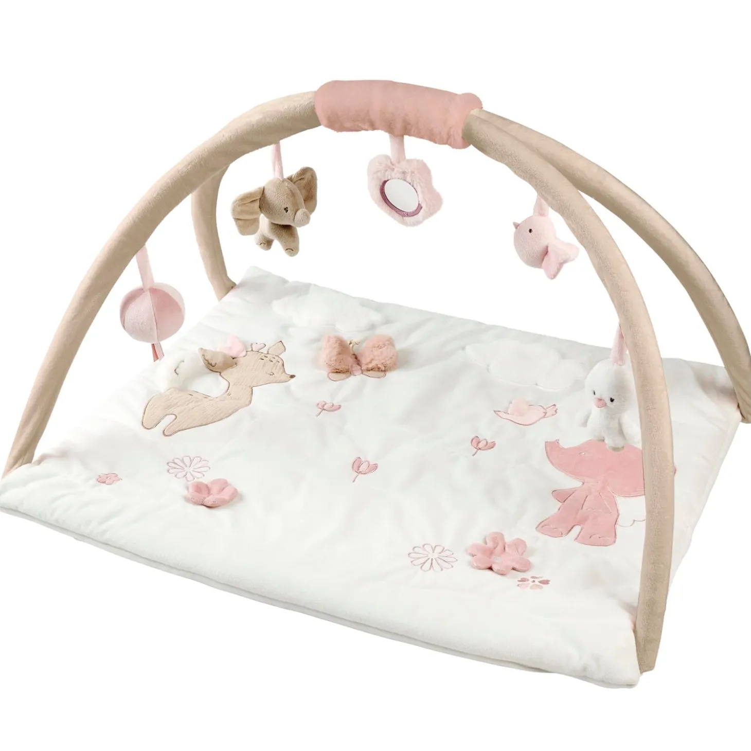 Nattou Tapis d'éveil avec arches Fanfan Blanc/Sable/Rose