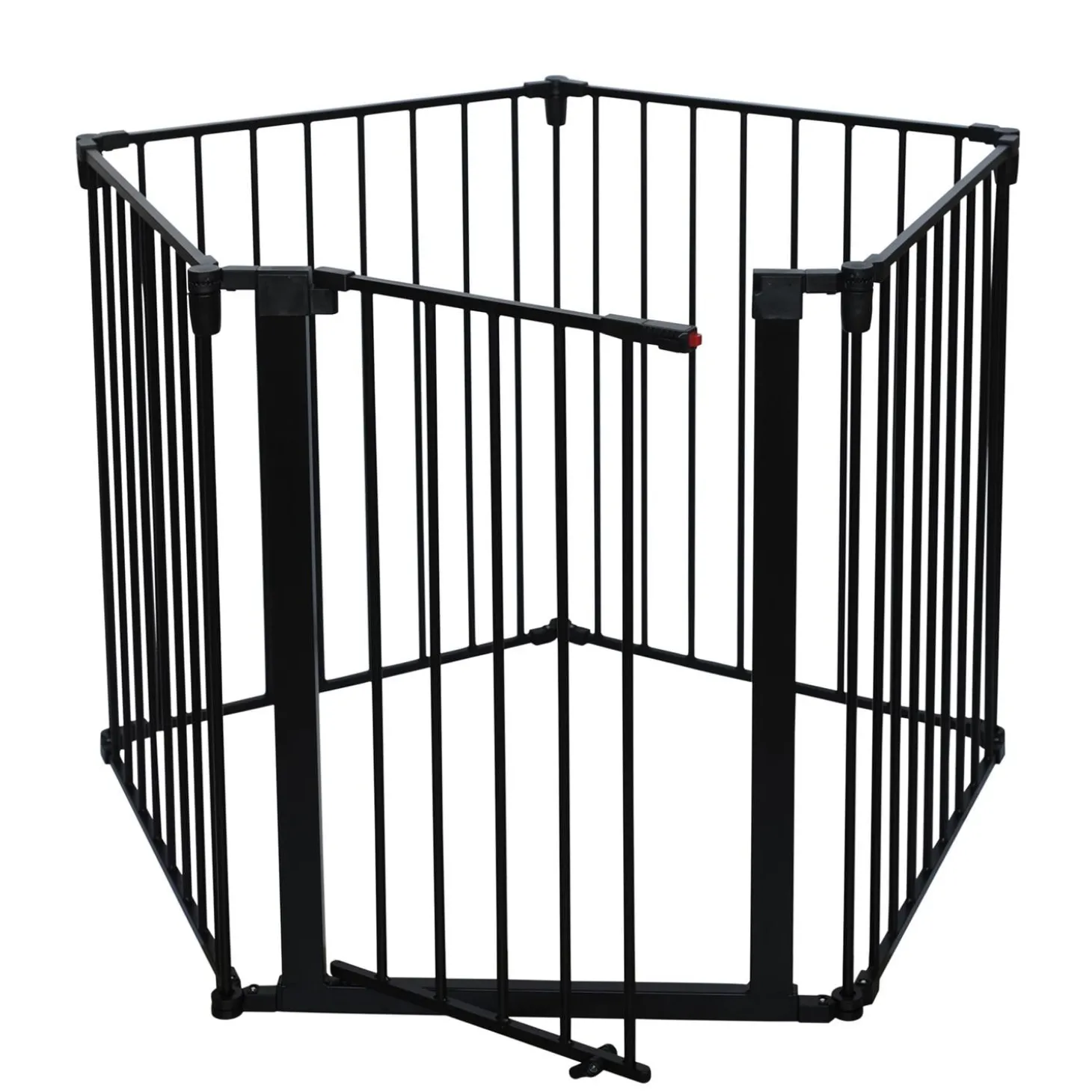 Nordlinger Barrière pare feu 5 pans métal laqué avec portillon Noir 58x75 cm