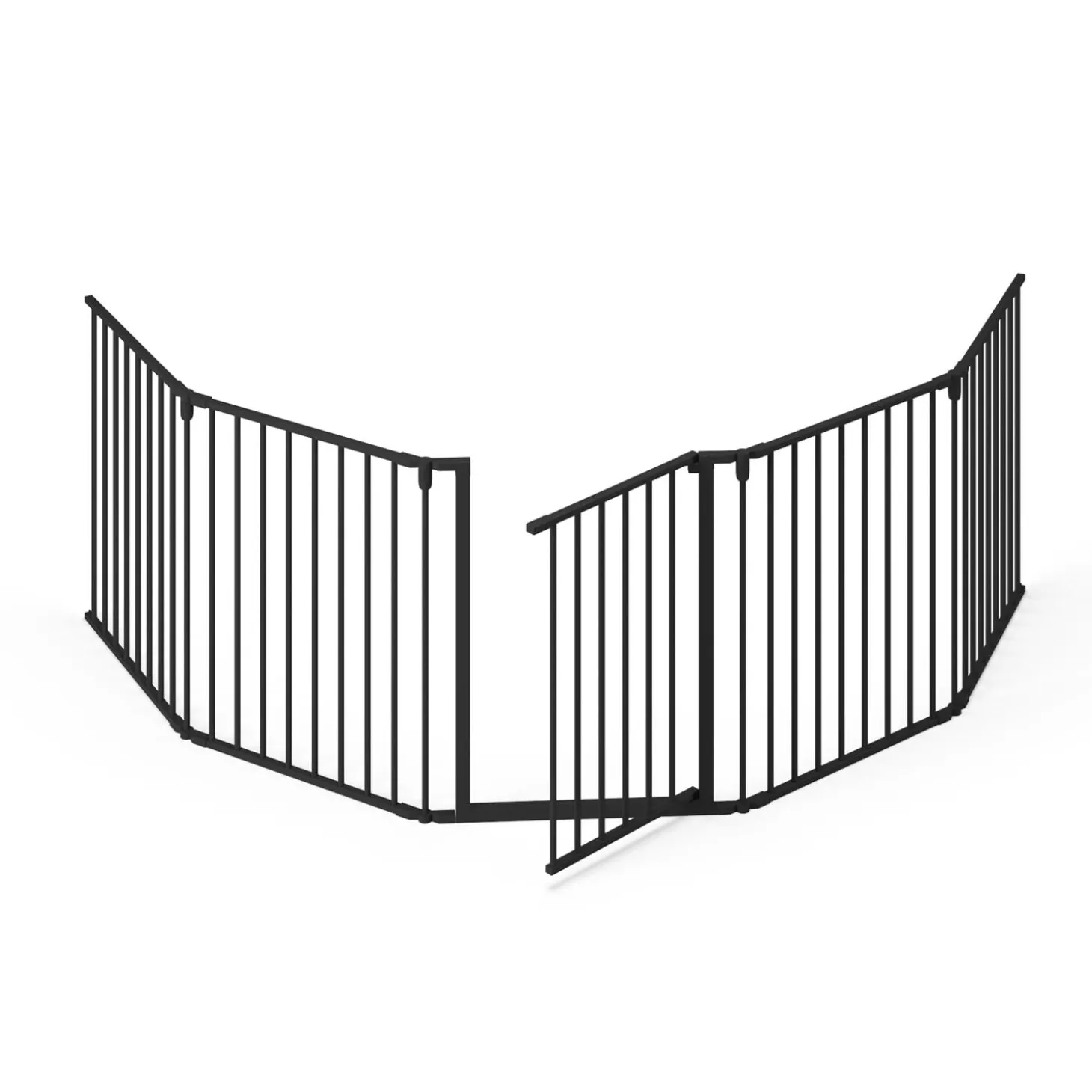 Nordlinger Barrière pare feu 5 pans métal laqué avec portillon Noir 58x75 cm