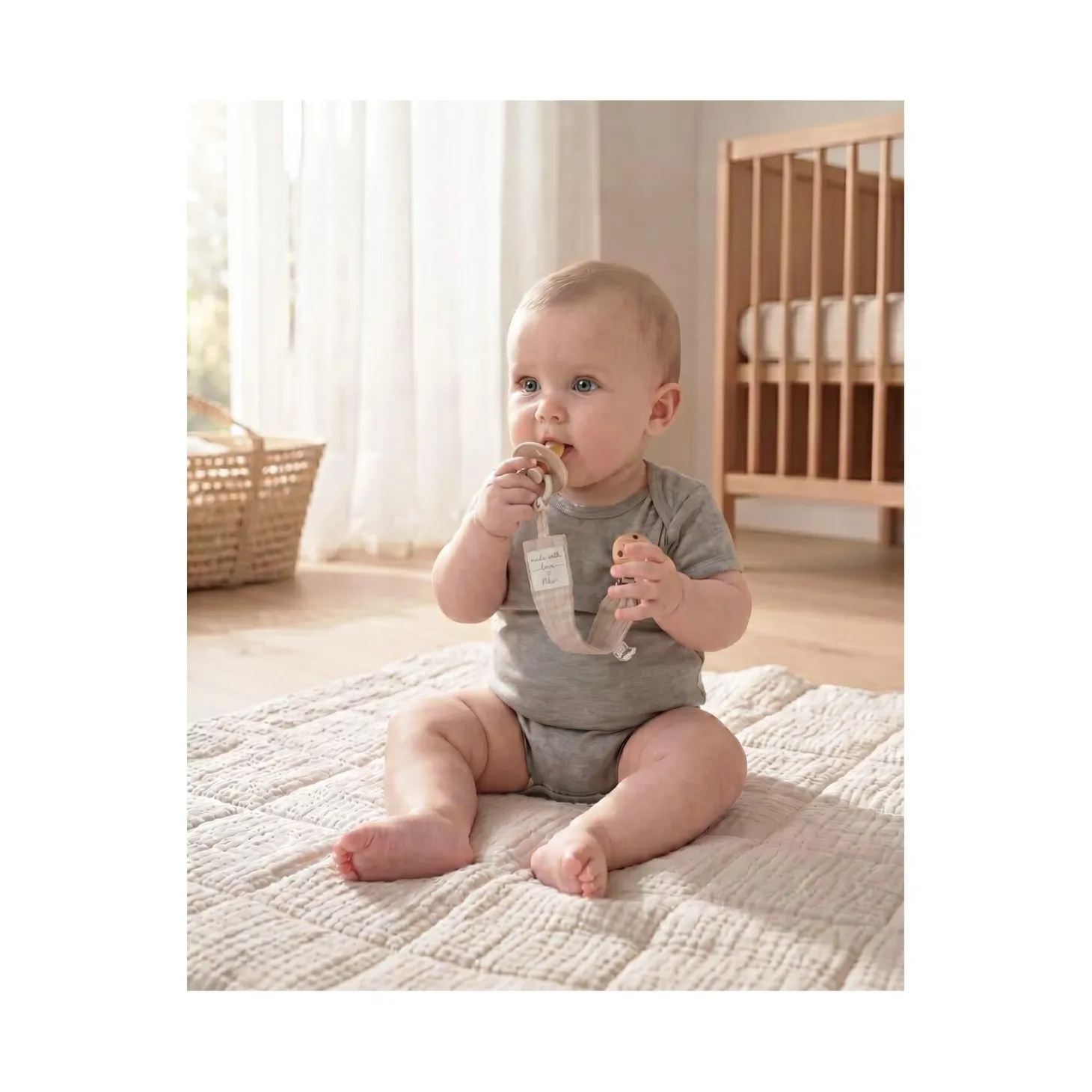 Noukie's Attache tétine Coton Bio Greige