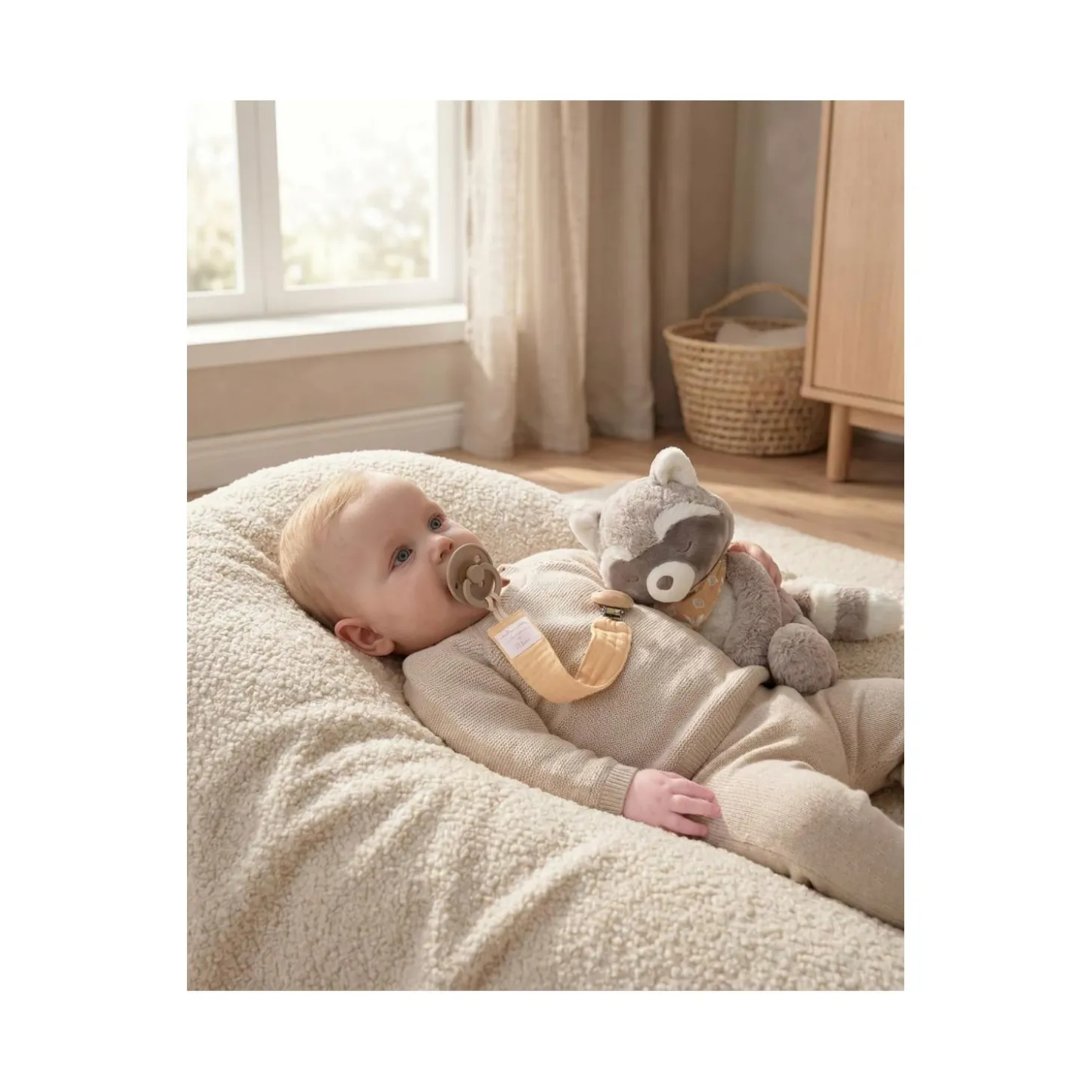 Noukie's Attache tétine Coton Bio Beige