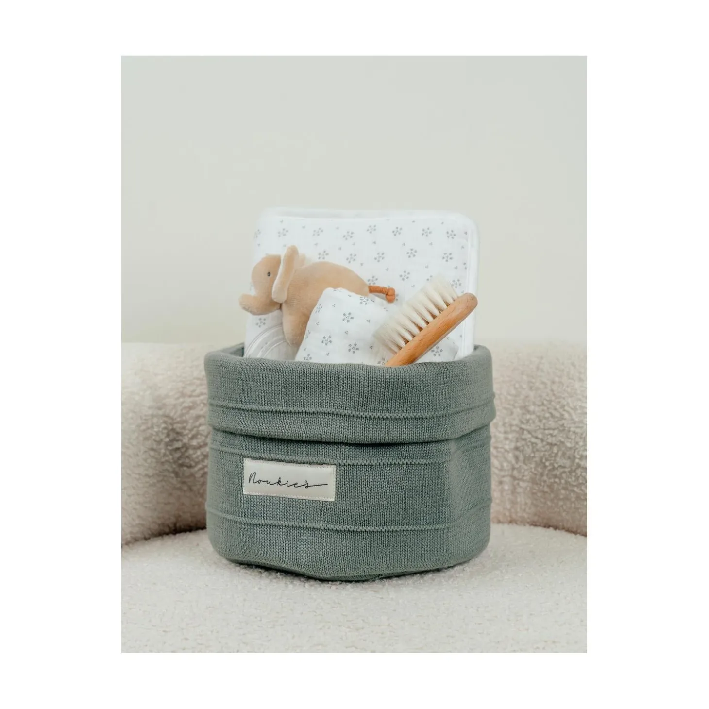 Noukie's Beauty case en tricot bio M&M25 Kaki