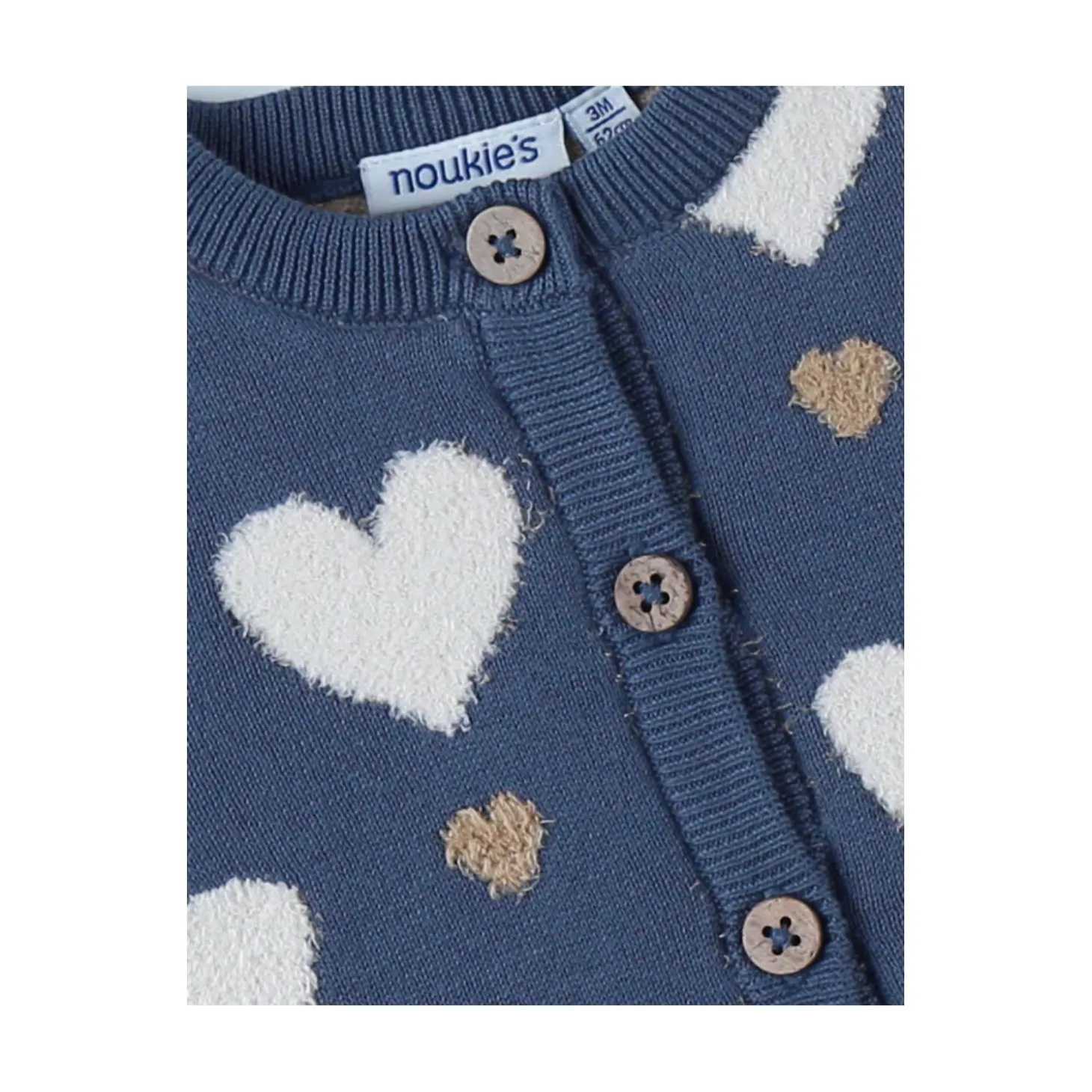 Noukie's Cardigan flowers coeurs Bleu 3 mois