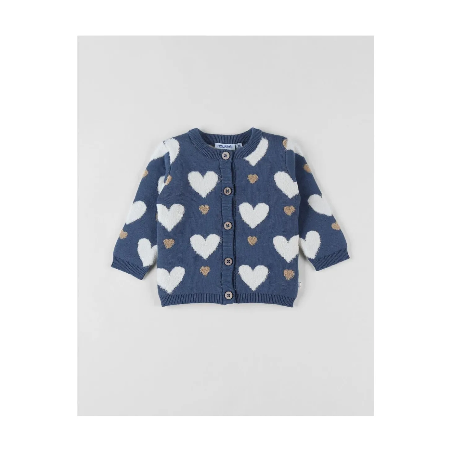 Noukie's Cardigan flowers coeurs Bleu 3 mois