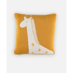 Noukie's Coussin Tricot Bio Tiga & Stegi Jaune 36x36 cm
