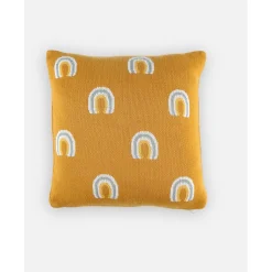 Noukie's Coussin Tricot Bio Tiga & Stegi Jaune 36x36 cm