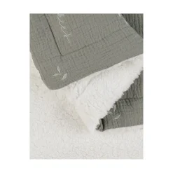 Noukie's                    Couverture mousseline brodée et sherpa F&O    Kaki            75x100 cm
