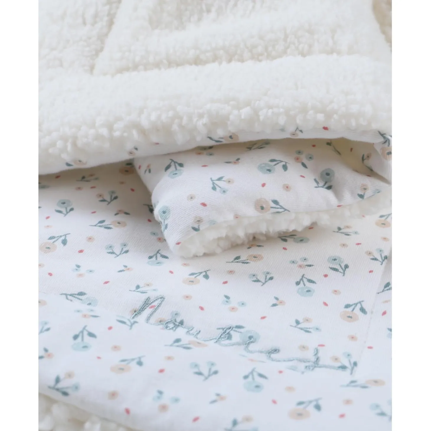 Noukie's Couverture ouatinée jersey sherpa romance M&M24 Blanc 75x100 cm
