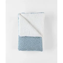 Noukie's                    Couverture tricot avec sherpa M&M24    Bleu            75x100 cm