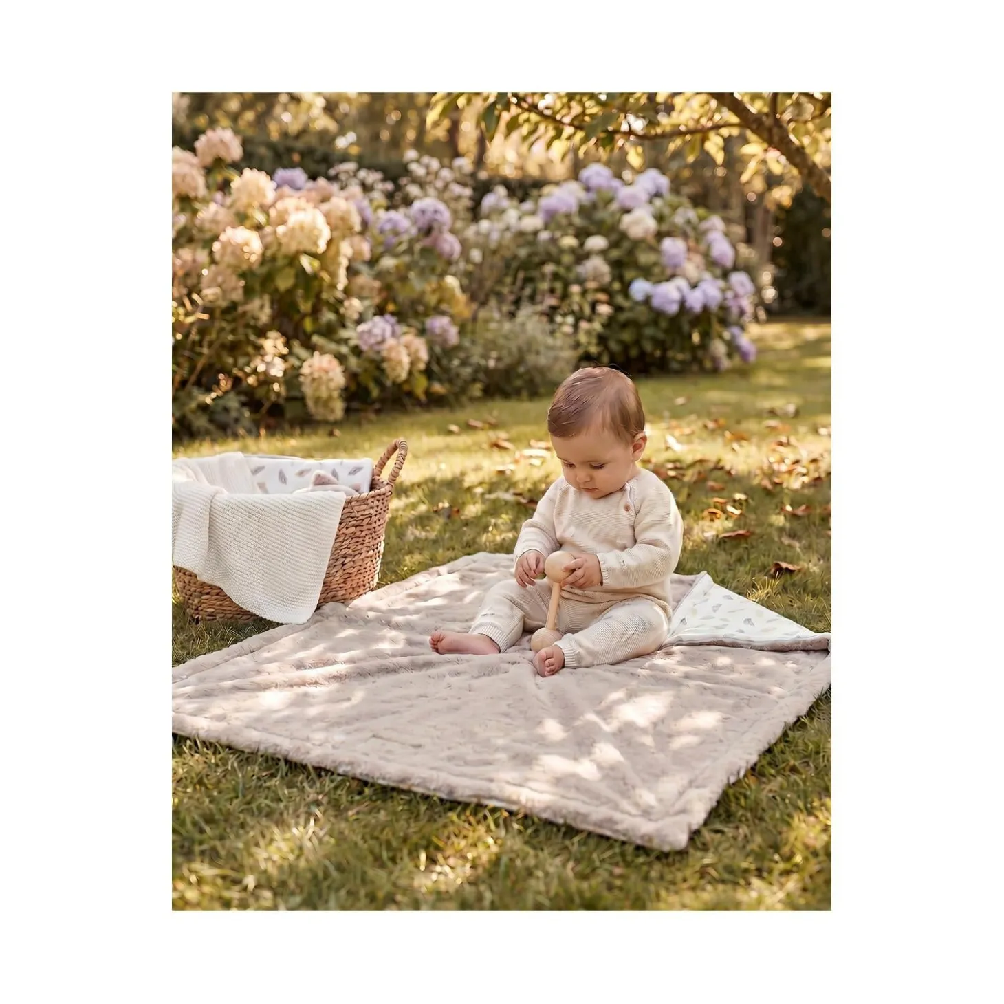 Noukie's Couverture Veloudoux Plumes de Lune Beige 100x140 cm