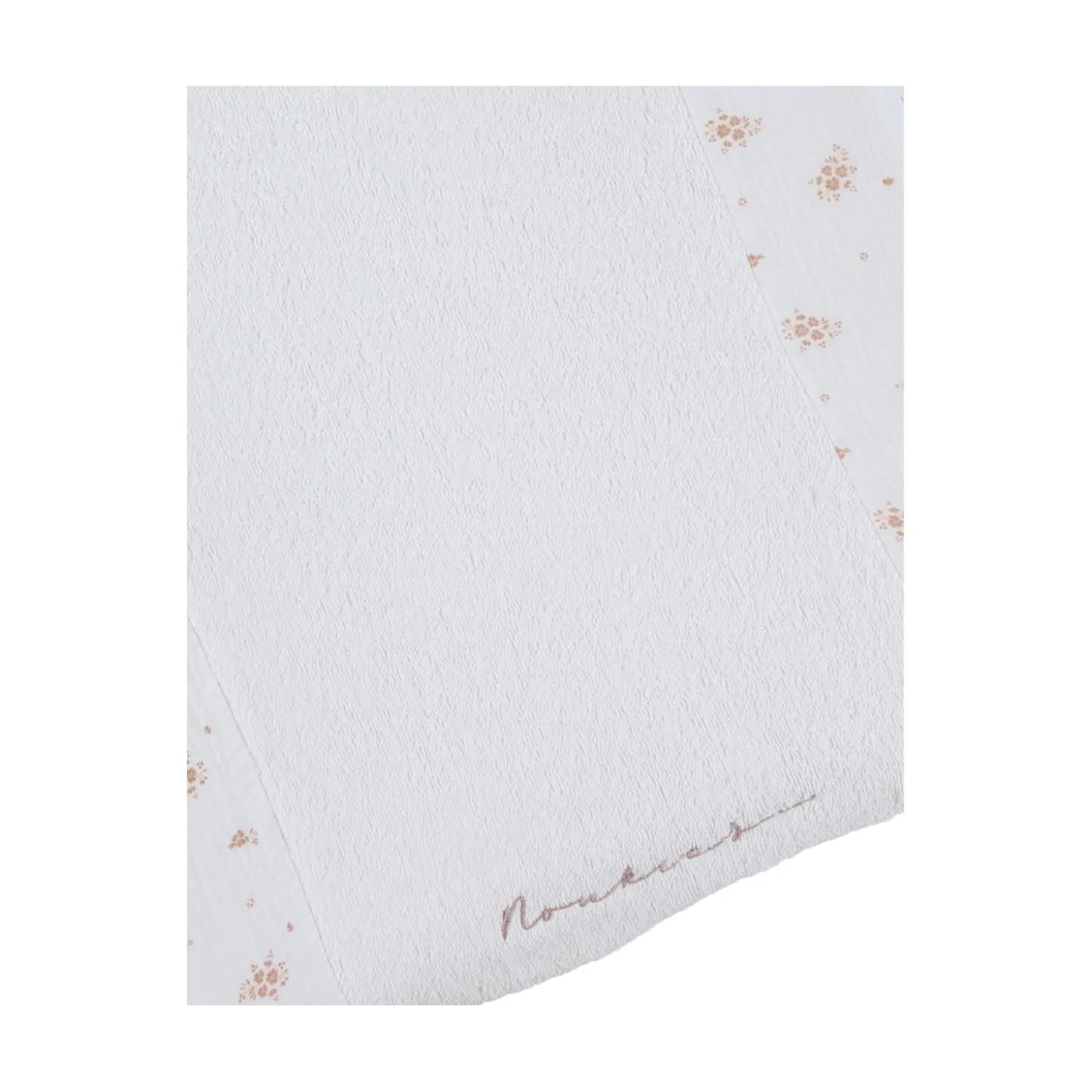 Noukie's Housse de matelas à langer bio Fleurs d'Antan VF Blanc