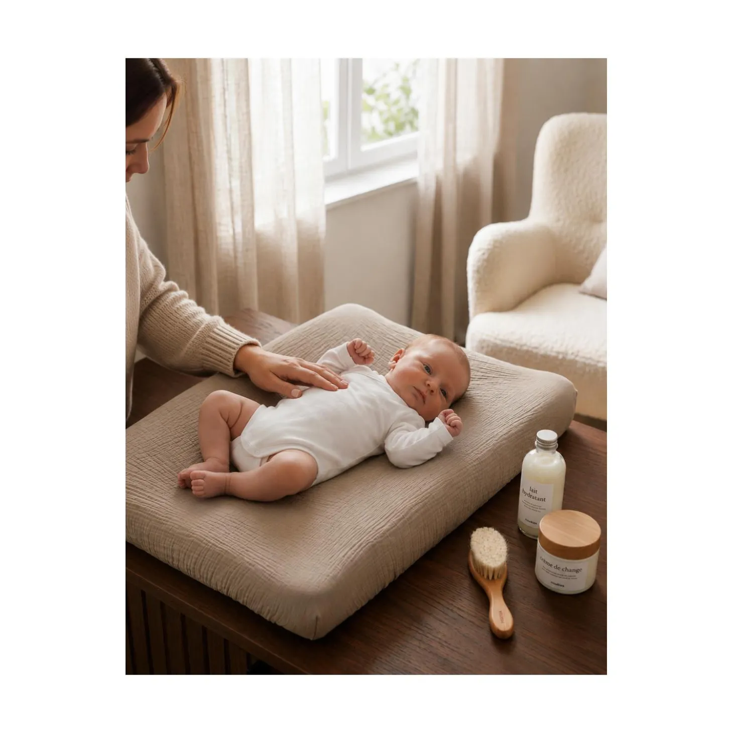 Noukie's Housse de matelas à langer Coton Bio Bleu 45x67 cm