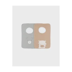Noukie's                    Lot 2 Bavoirs éponge Funny F&O    Beige Et Kaki