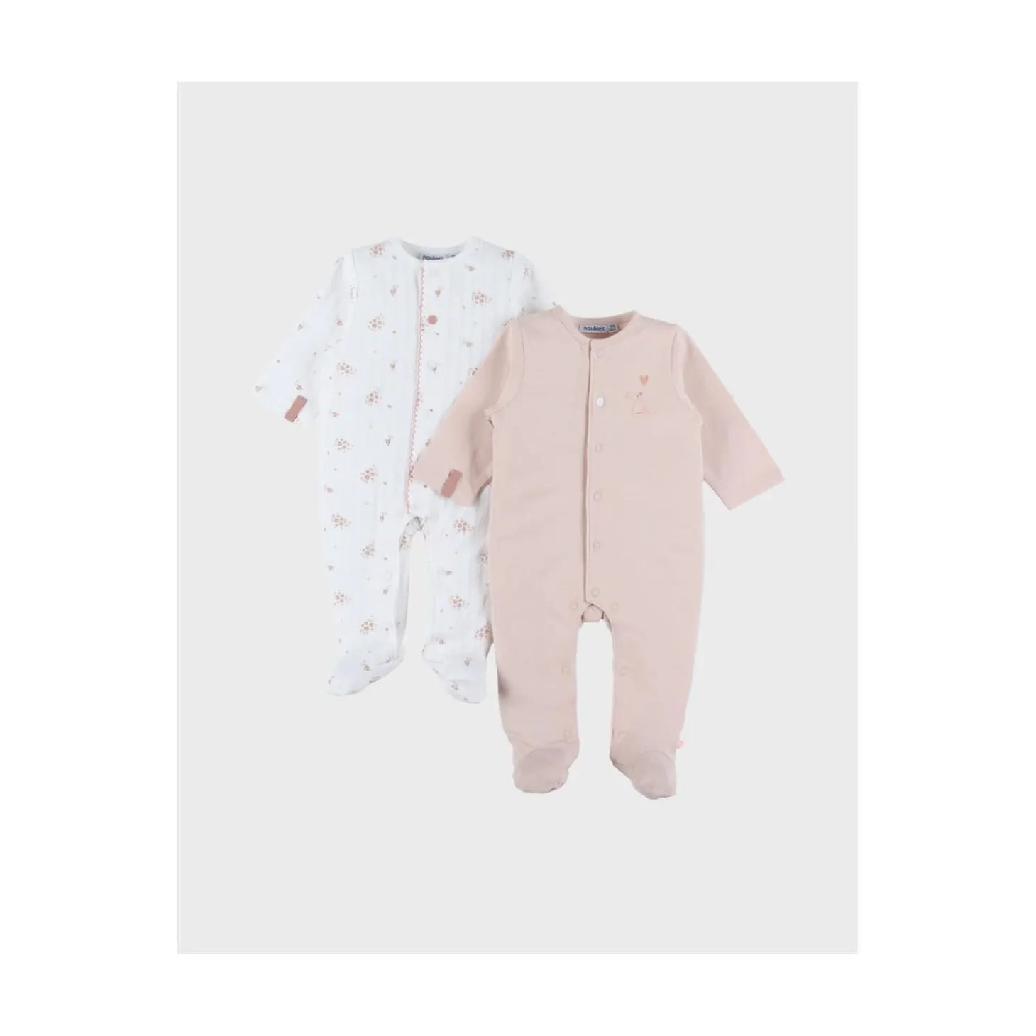 Noukie's Lot de 2 Pyjamas Dors-bien Jersey Vintage flowers M&M26 Rose
