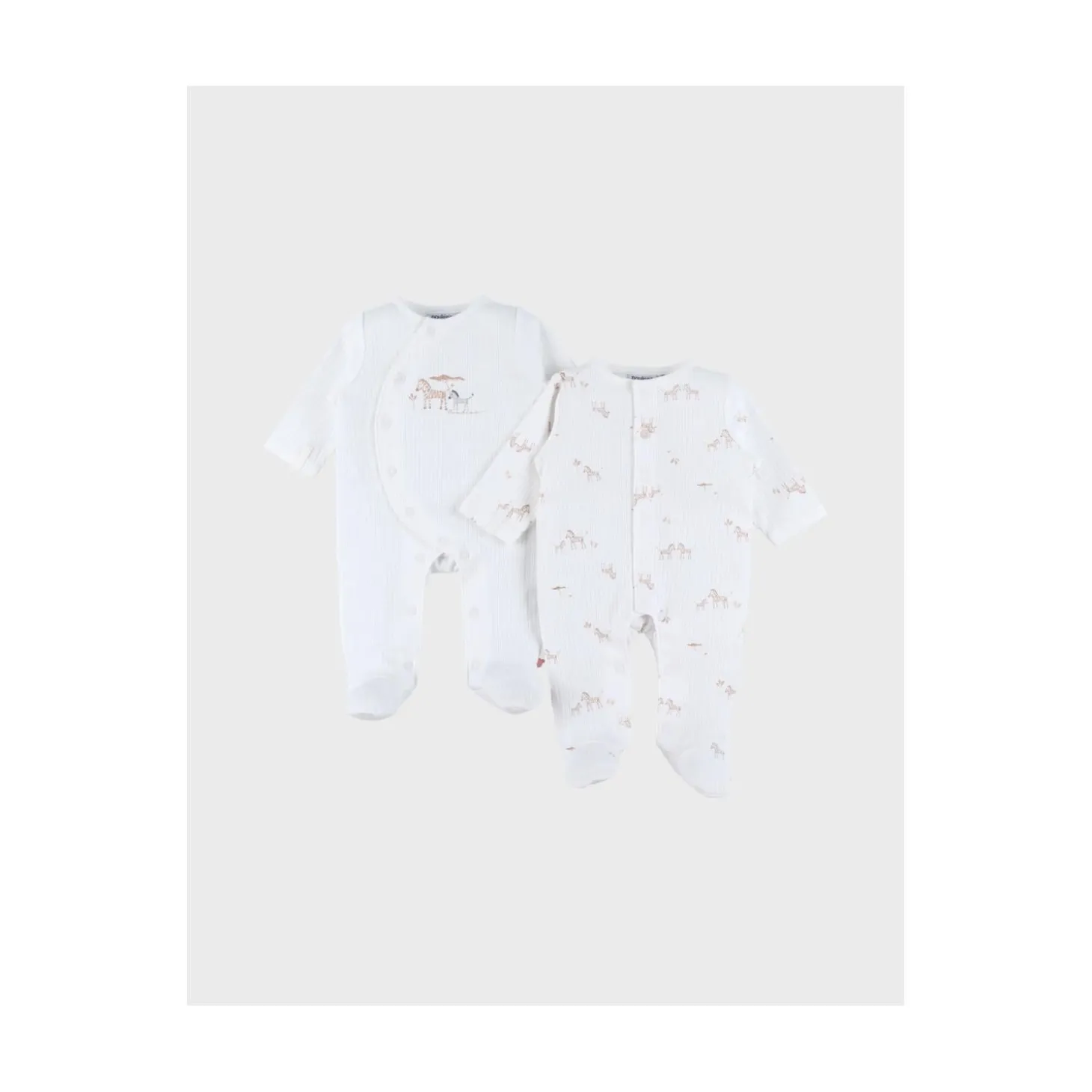 Noukie's Lot de 2 Pyjamas Dors-bien Jersey Zèbre M&M26 Beige