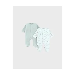 Noukie's                    Lot 2 Pyjamas velour Lovely Bird    Blanc            0 mois