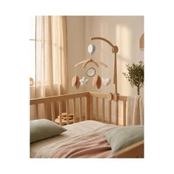 Noukie's Mobile musical en bois Fleuri Ecru