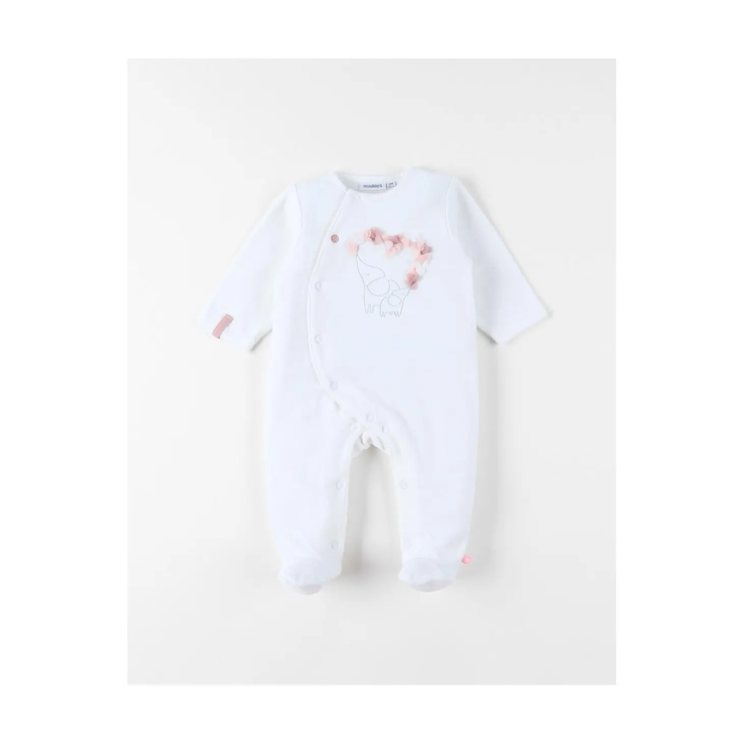 Noukie's Pyjama bébé en velours Sweet elephant Blanc