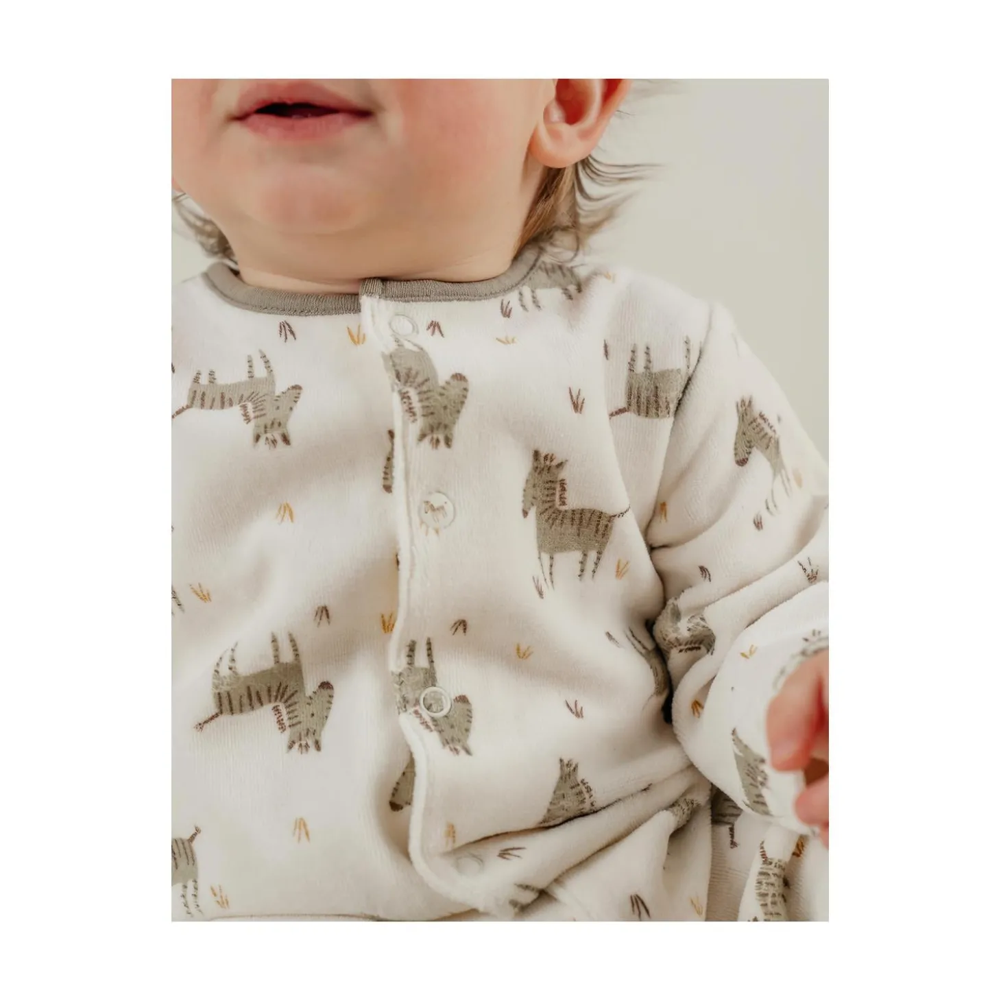 Noukie's Pyjama bébé Velours AOP Sweet zebra Blanc 1 mois