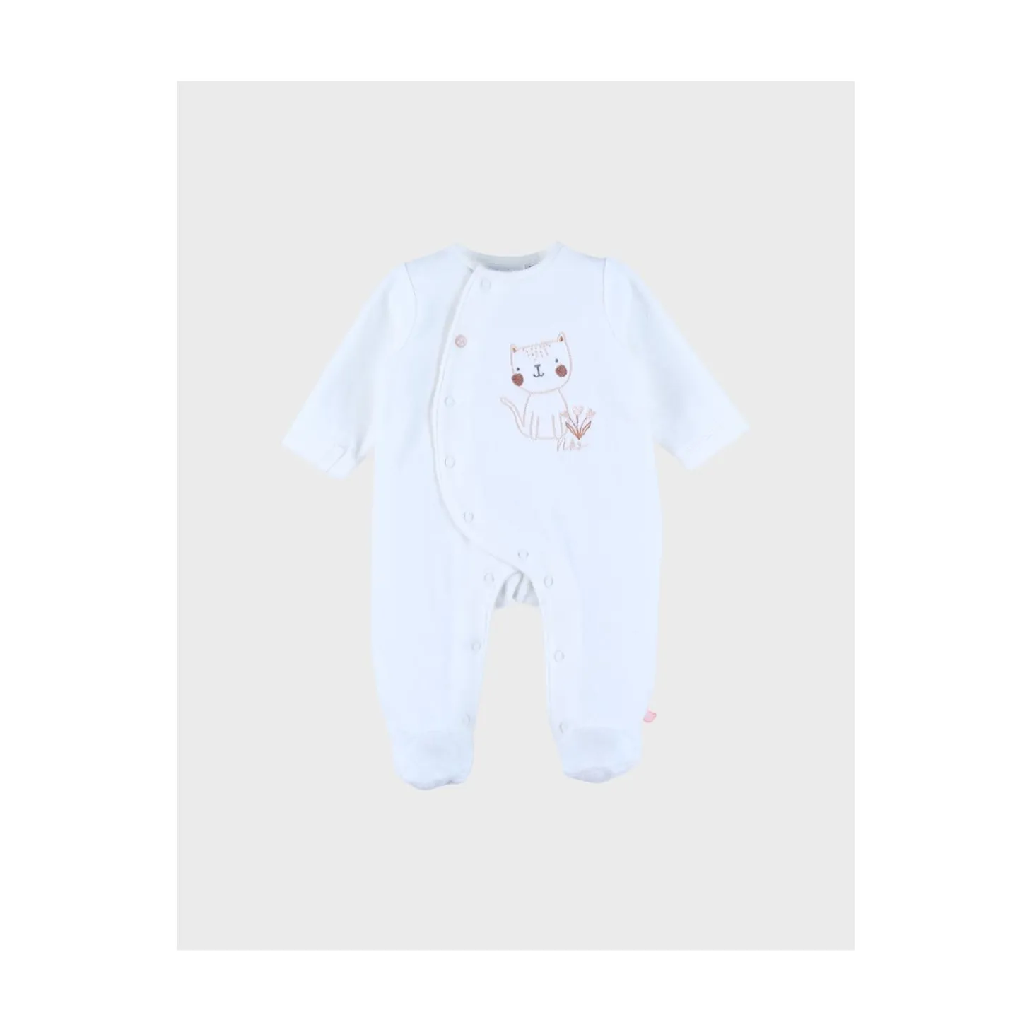Noukie's Pyjama bébé Velours Nappy cat Blanc
