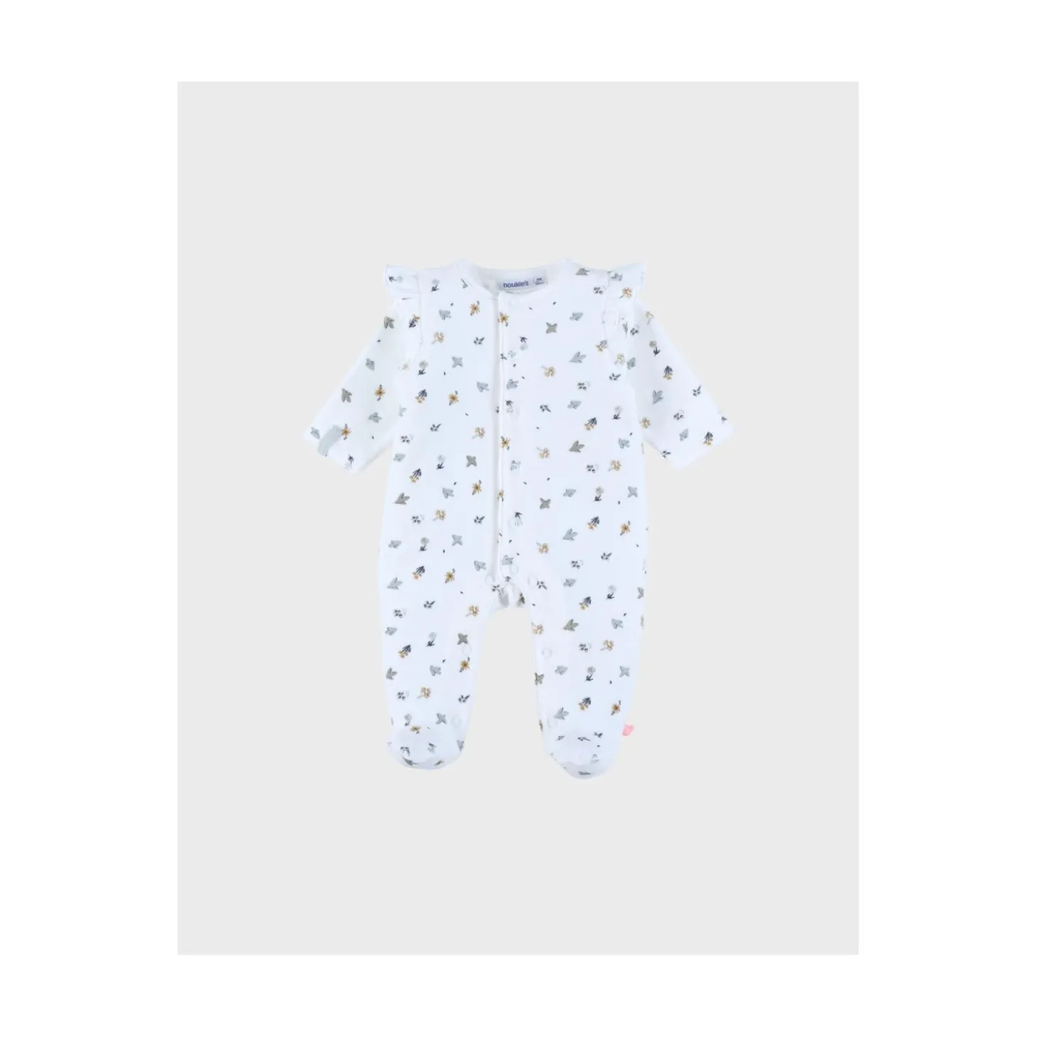 Noukie's Pyjama velours AOP Lovely Bird Blanc 1 mois
